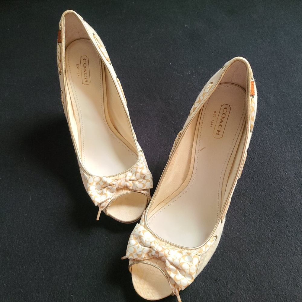 Open Toe Wedge Heels w/Ribbon